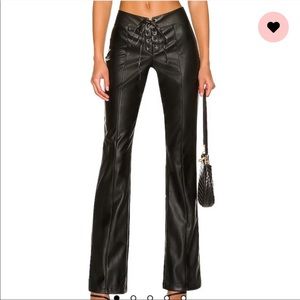 Revolve- h:ours- black faux leather lace up pants